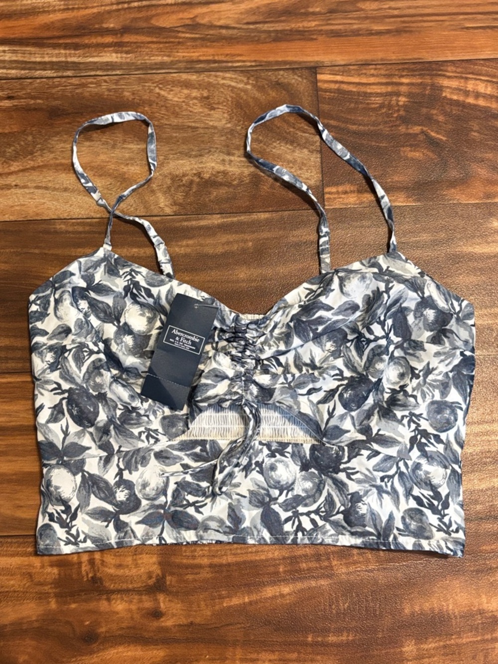 Abercrombie & Fitch Floral Blue & White Cropped Cami Top